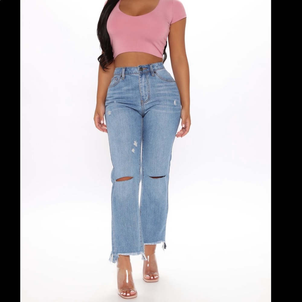 NWT distressed boyfriend jeans- medium blue wash